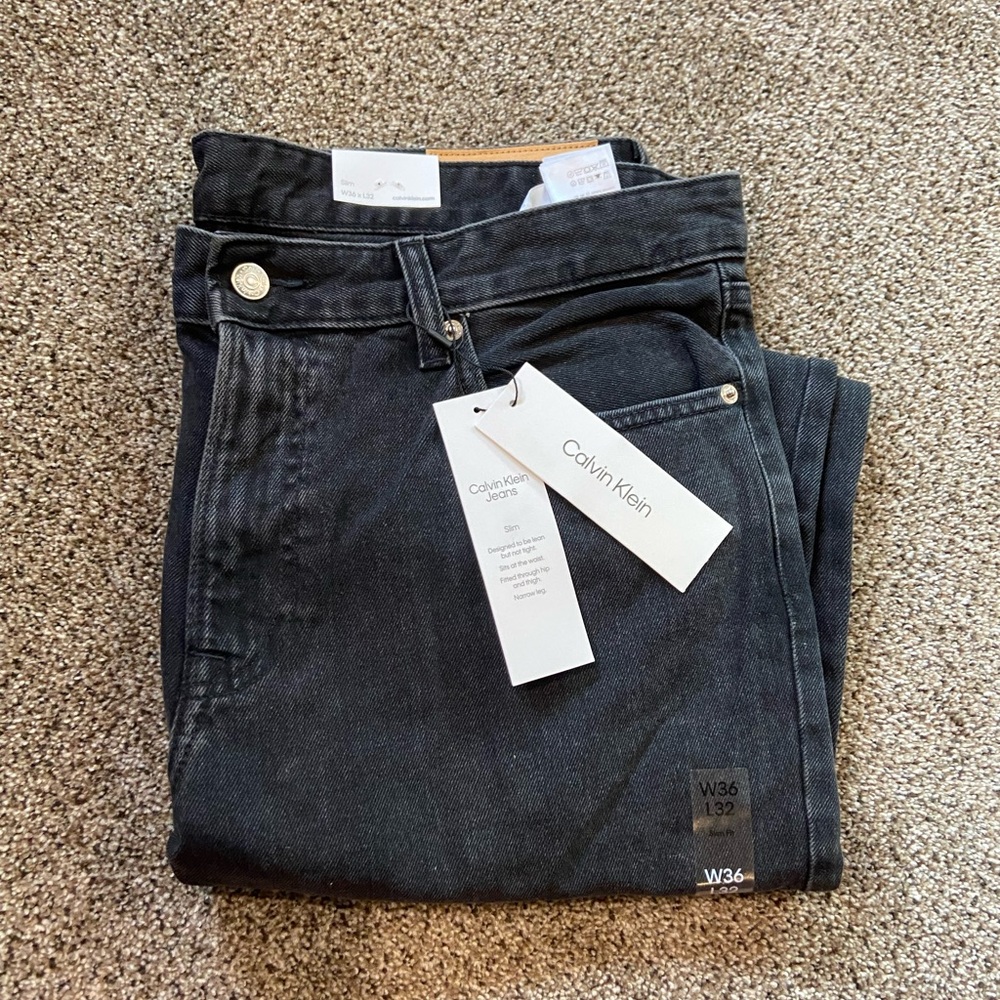 Calvin Klein mens Jeans slim fit 36x32 Black